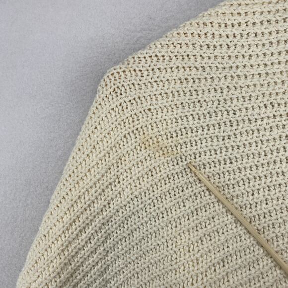 EILEEN FISHER Sweater OS Ribbed Chunky Cape Poncho Shawl One Button Off White - Picture 10 of 11